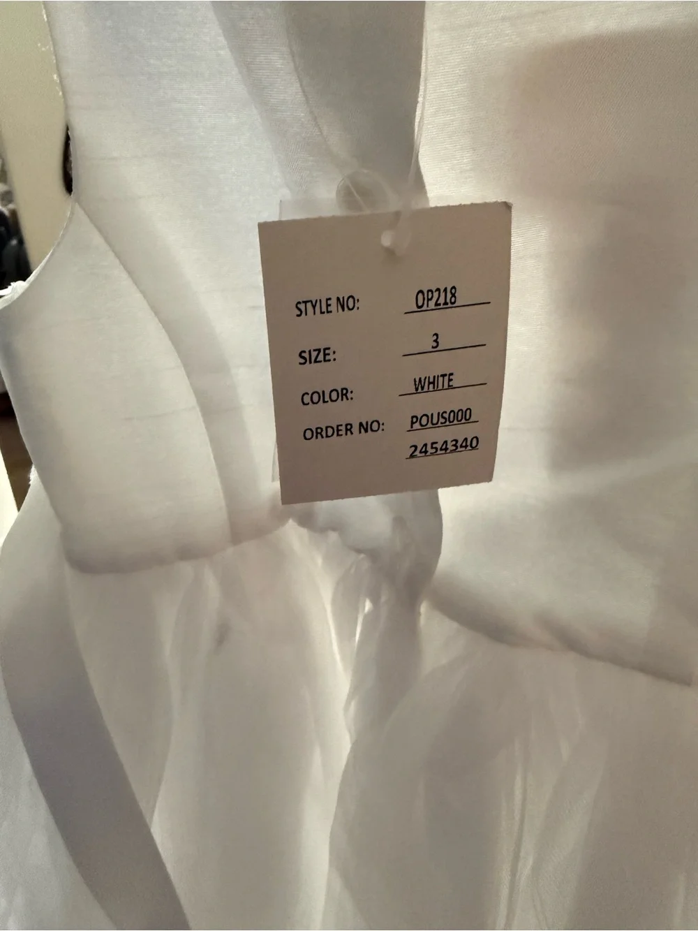 David's Bridal White Tulle Flower Girl Dress with Satin Waist - Picture 4 of 4